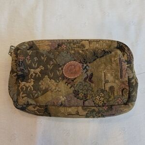 Rula Tapestry Zip Cosmetic Pouch - Olive Green Multicolor